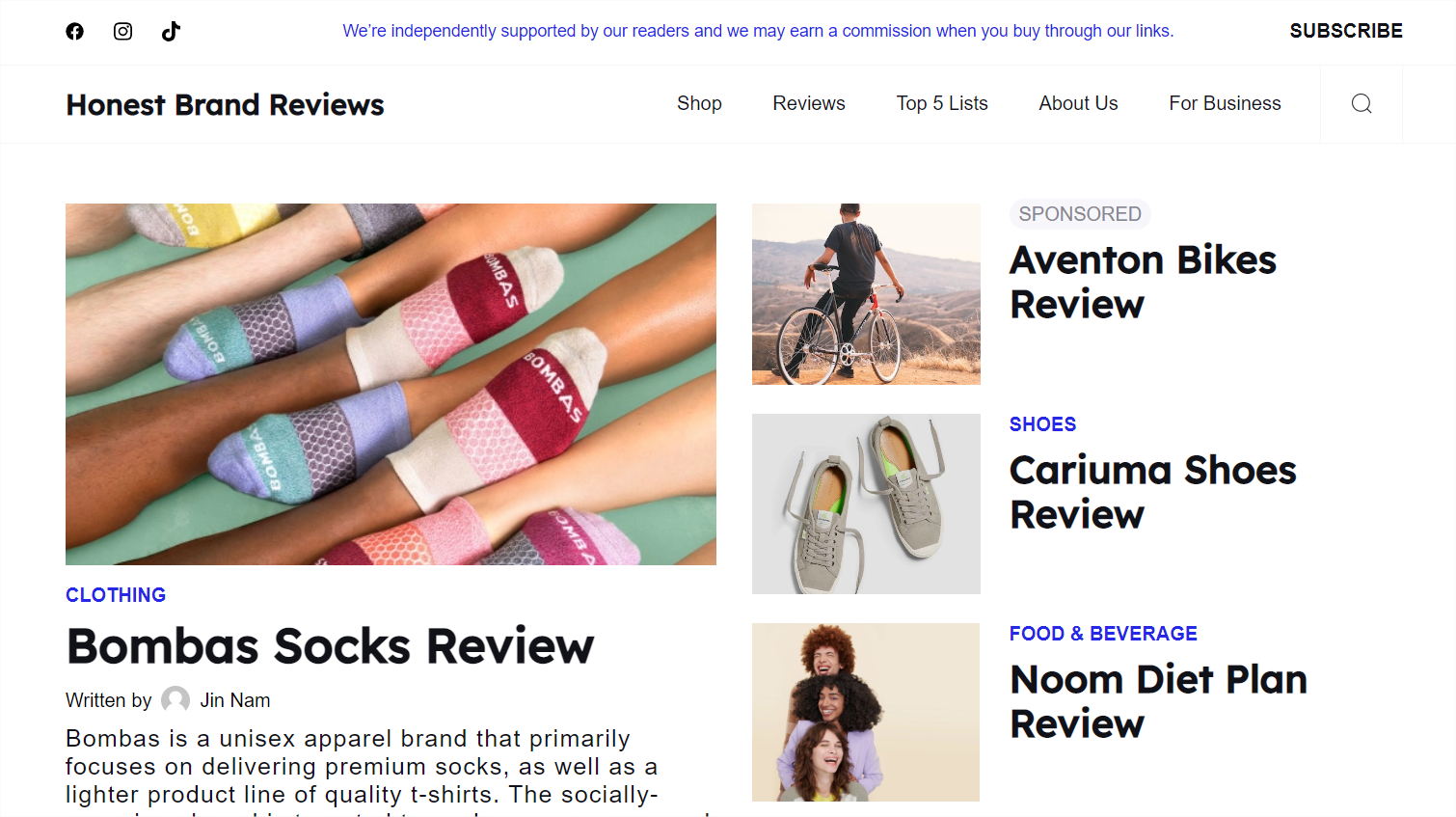 Honest Brand Reviews example